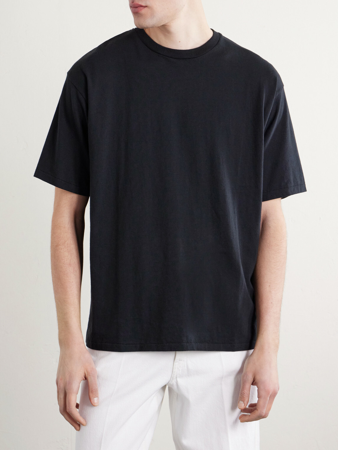 A.PRESSE - Cotton and Cashmere-Blend T-Shirt - Black