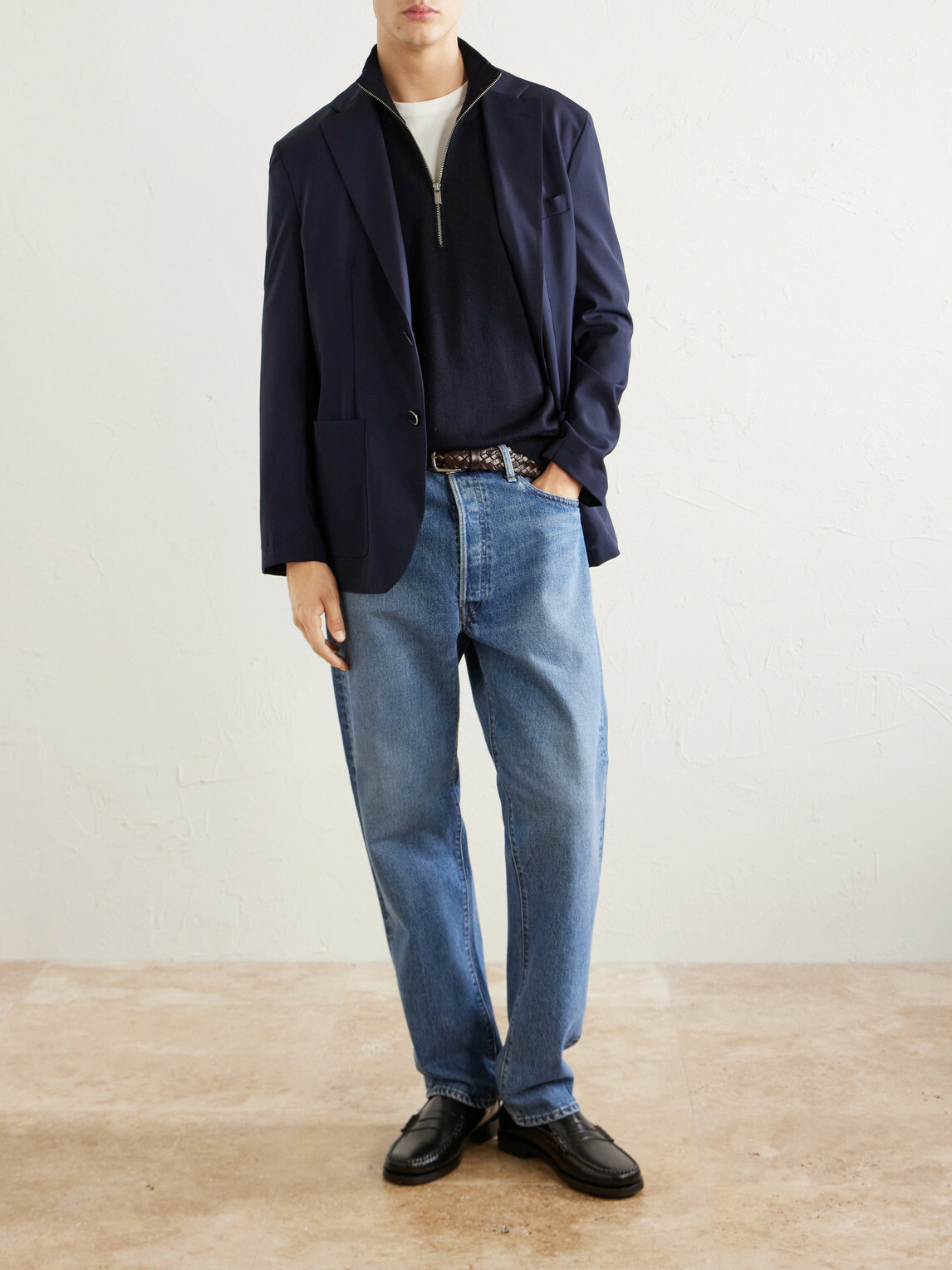 Barena - Merino Wool Half-Zip Sweater - Blue