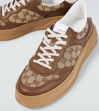 Gucci - GG leather-trimmed canvas sneakers