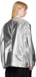 Black Comme des Garçons Silver Pocket Faux-Leather Blazer