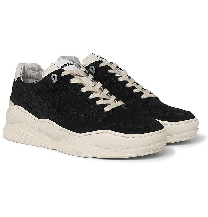 Photo: AMI - Leather-Trimmed Suede Sneakers - Men - Black