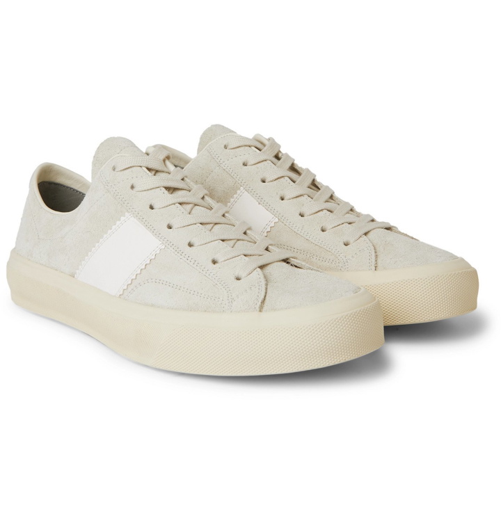 Photo: TOM FORD - Cambridge Leather-Trimmed Suede Sneakers - Gray