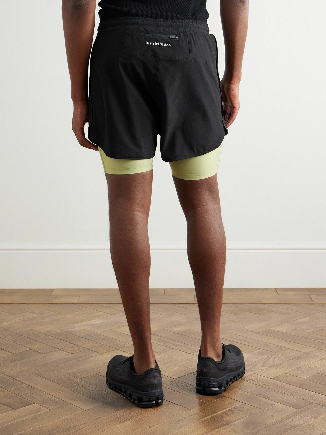 DISTRICT VISION - Layered Straight-Leg Logo-Print Shell and Stretch Recycled-Jersey Shorts - Black