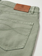 Brunello Cucinelli - Tapered Garment-Dyed Stretch-Cotton Trousers - Green