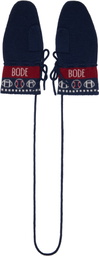 Bode Navy & Burgundy Sporting Jacquard Mittens