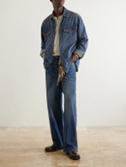MANAAKI - Tukutuku Straight-Leg Embroidered Organic Jeans - Blue