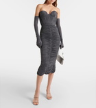 Alex Perry Crystal-embellished ruched jersey midi dress