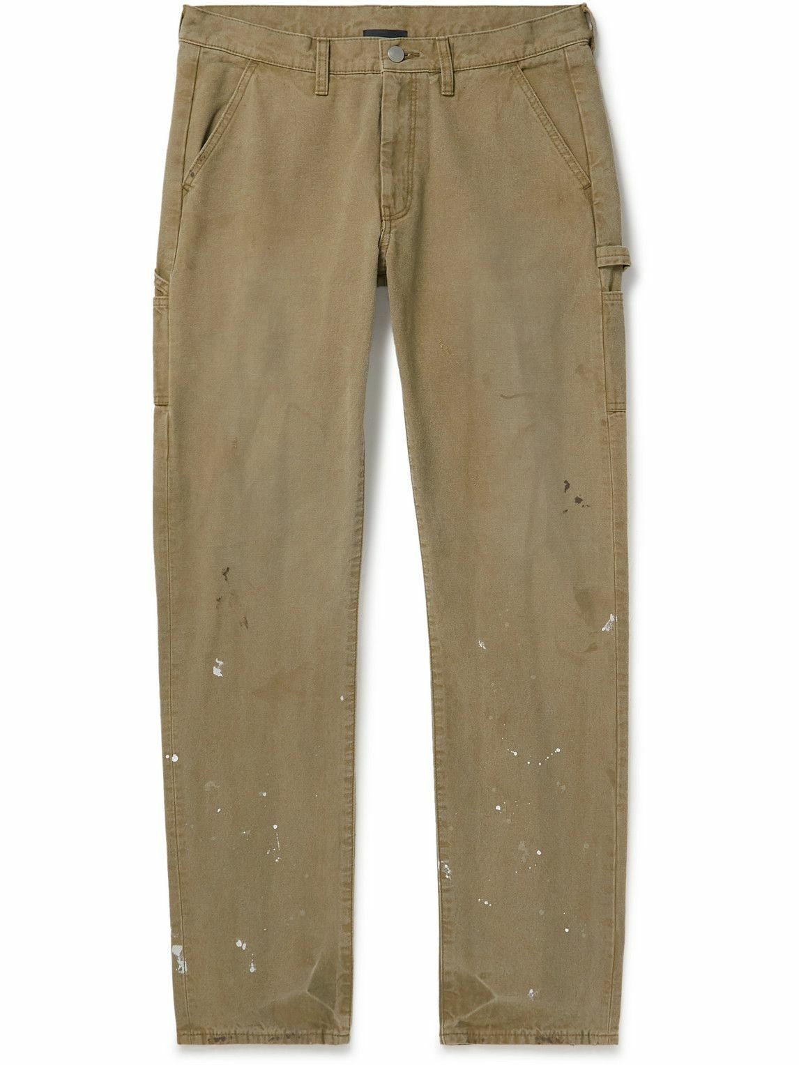 Photo: John Elliott - Straight-Leg Paint-Splattered Cotton-Canvas Trousers - Brown