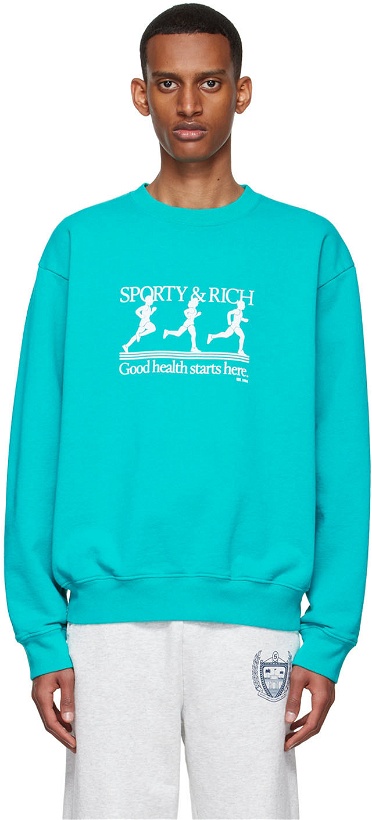 Photo: Sporty & Rich Green Cotton Sweatshirt
