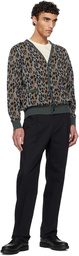 WACKO MARIA Gray Leopard Jacquard Knit Cardigan