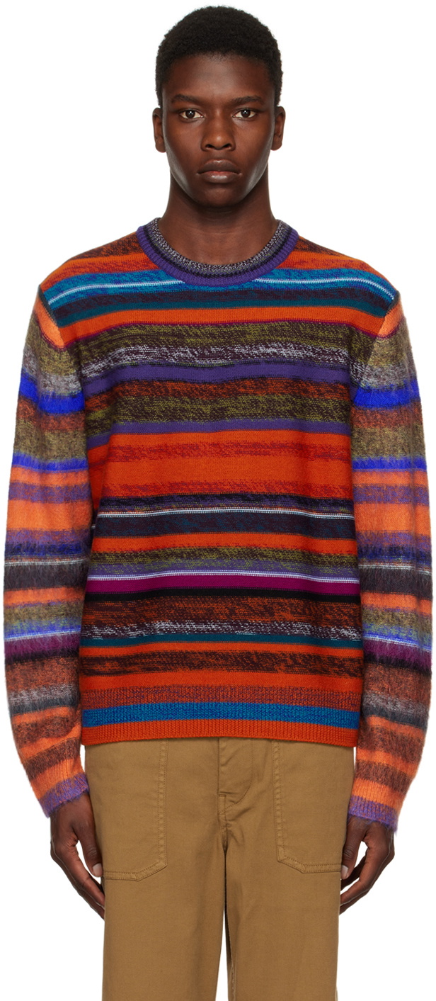 Orange striped outlet sweater mens