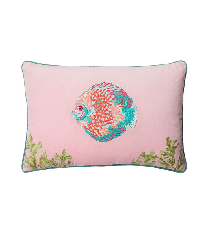 Photo: Les-Ottomans Embroidered cotton velvet cushion