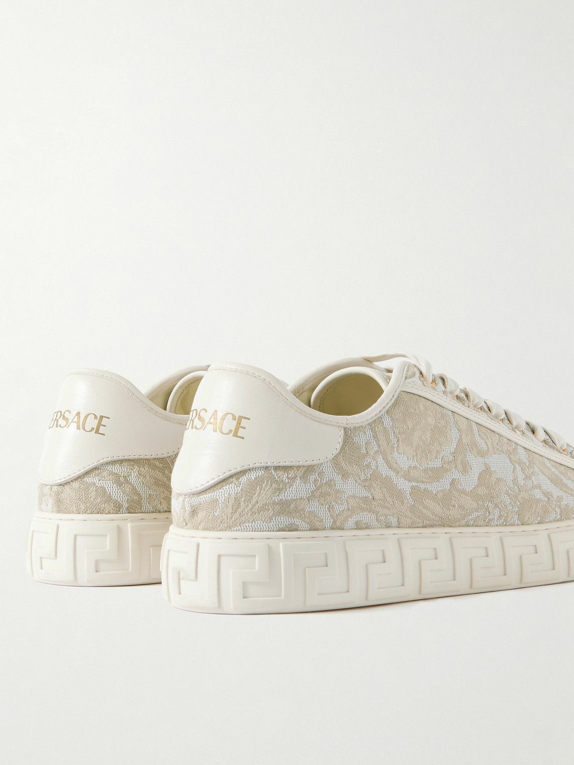 Versace - Greca Baroque Panelled Jacquard Sneakers - Neutrals