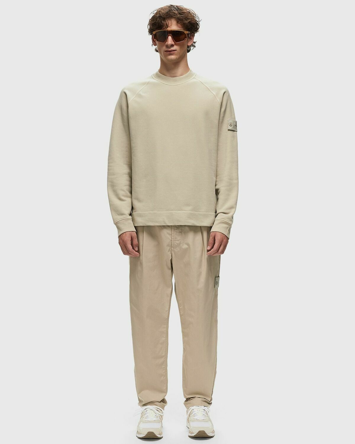 Stone Island Ghost Stretch Organic Cotton Fleece Sweatshirt Beige