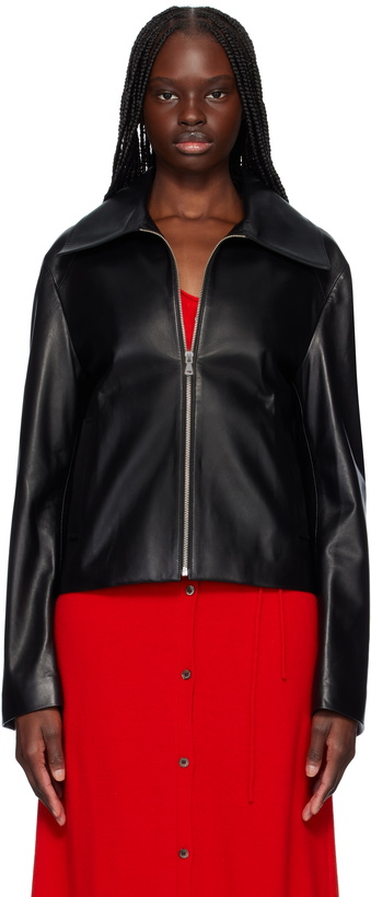 Photo: Nour Hammour Black Manen Minimalist Leather Jacket