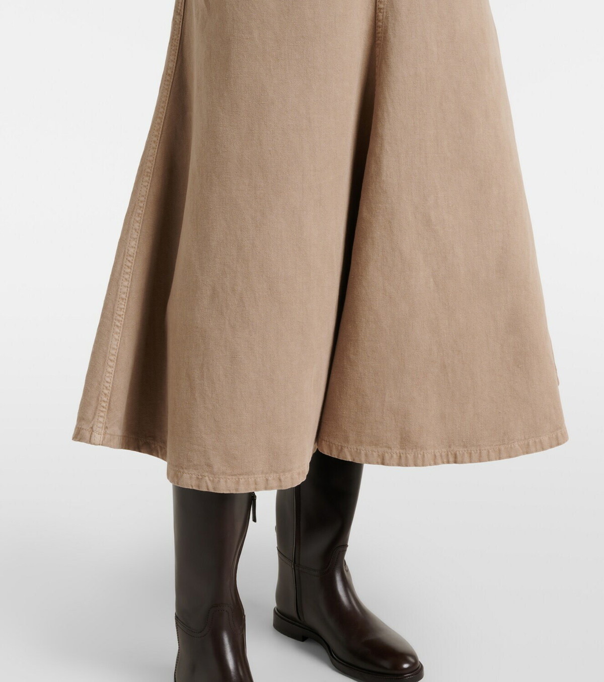 Brunello Cucinelli Cotton and linen denim midi skirt