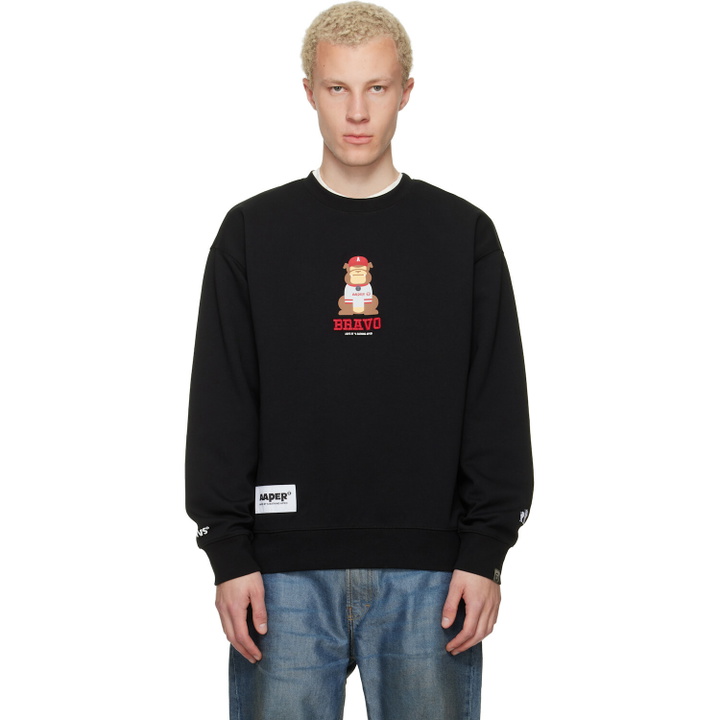 Photo: AAPE by A Bathing Ape Black 'AAPER' Crew Neck Sweatshirt