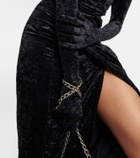 Vetements Diva gloves velvet maxi dress