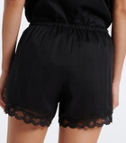 Posse Marilyn lace-trimmed cotton shorts