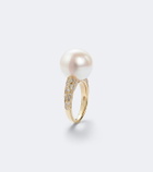 Suzanne Kalan 18kt gold ring with pearl and diamonds