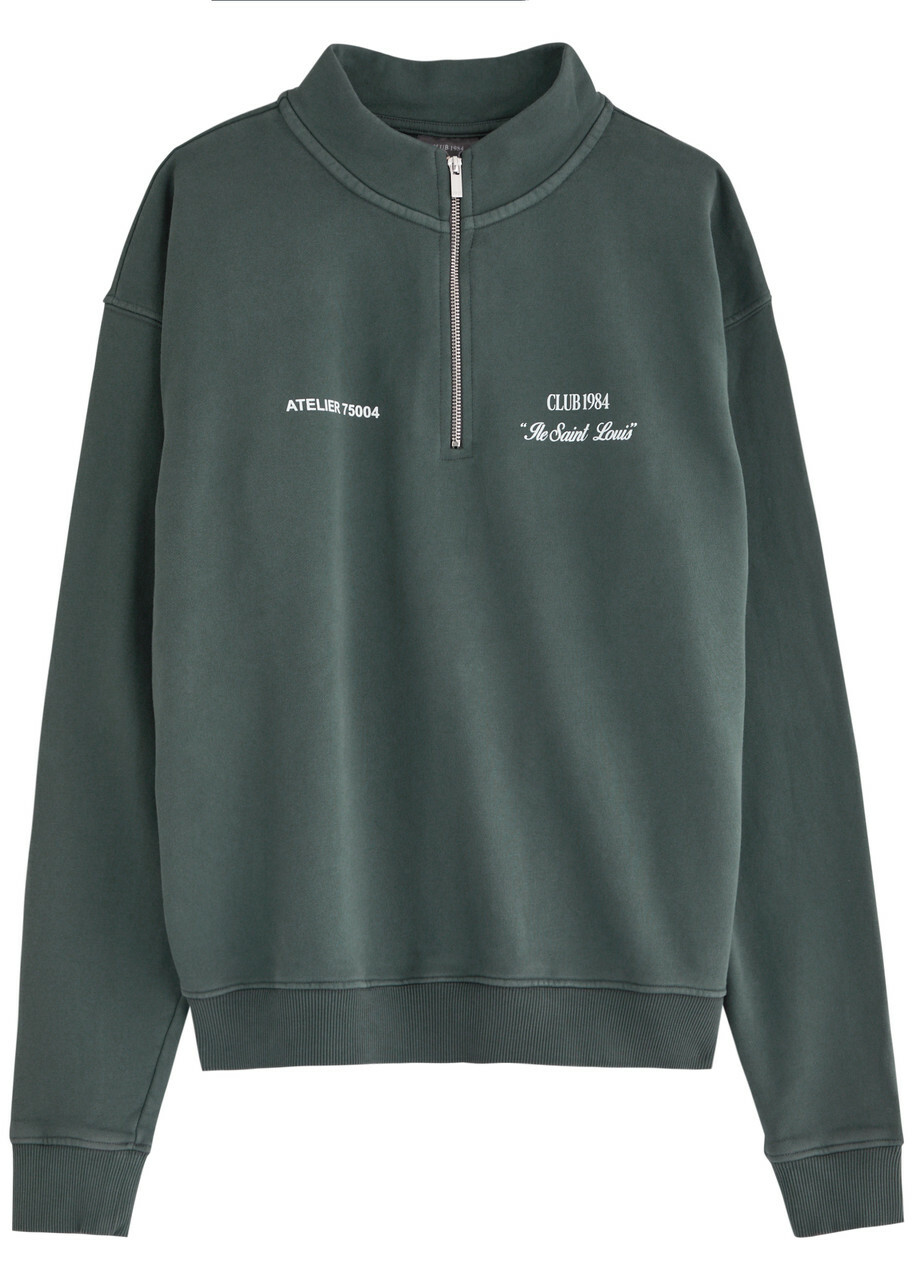 Club 1984 Signature Half-zip Cotton Sweatshirt Grey