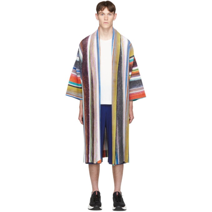 Photo: Homme Plisse Issey Miyake Multicolor Striped Coat