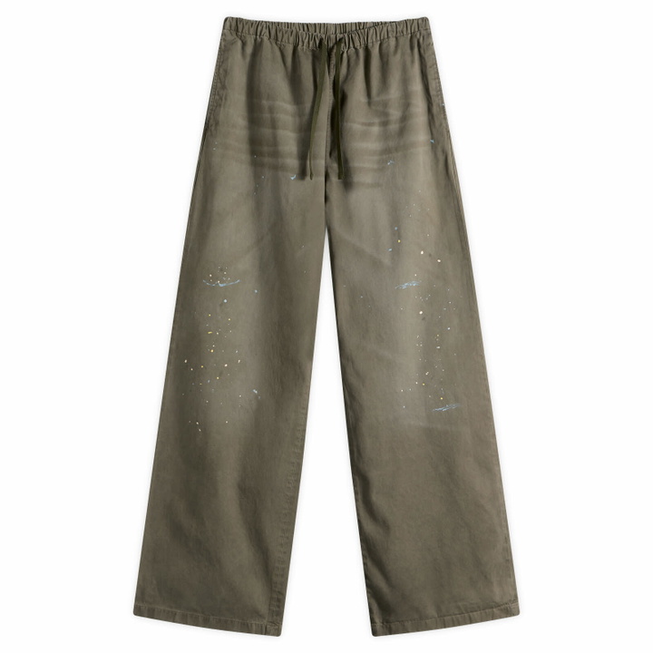 Photo: Acne Studios Men's Plott Peached Light Cotton Twill Trousers in Dusty Green