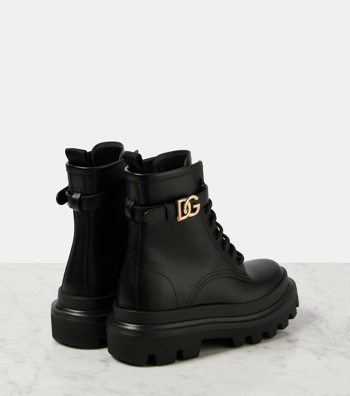 Dolce&Gabbana Logo leather combat boots