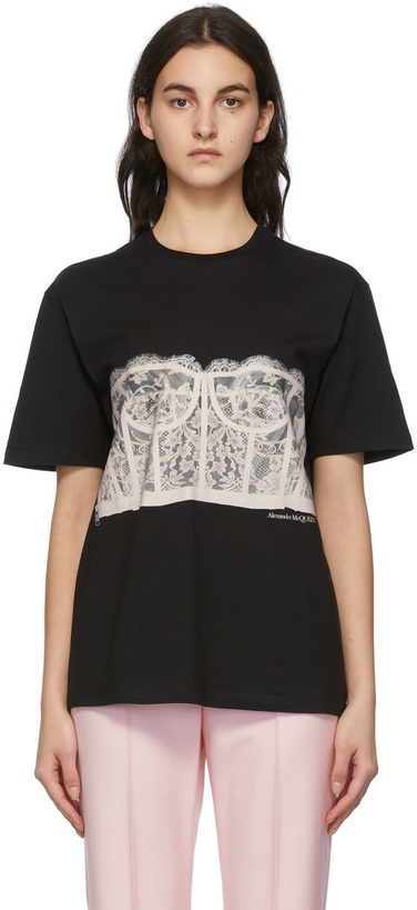 Photo: Alexander McQueen Black Bustier Print T-Shirt