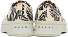 Marni Off-White & Black Canvas Print Pablo Sneakers