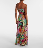 Camilla Printed strapless silk jumpsuit