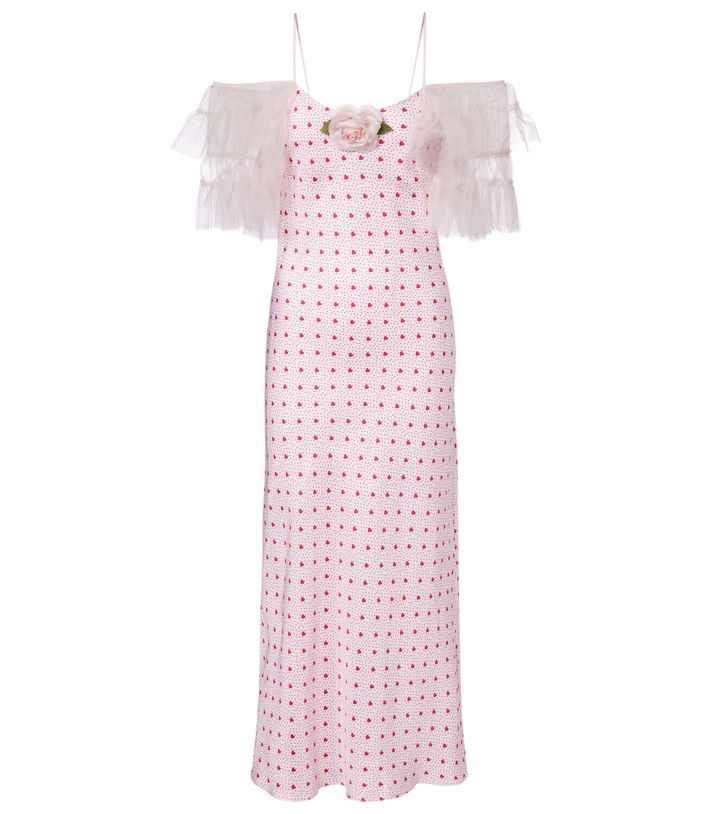 Photo: Rodarte Floral-appliqué printed silk slip dress
