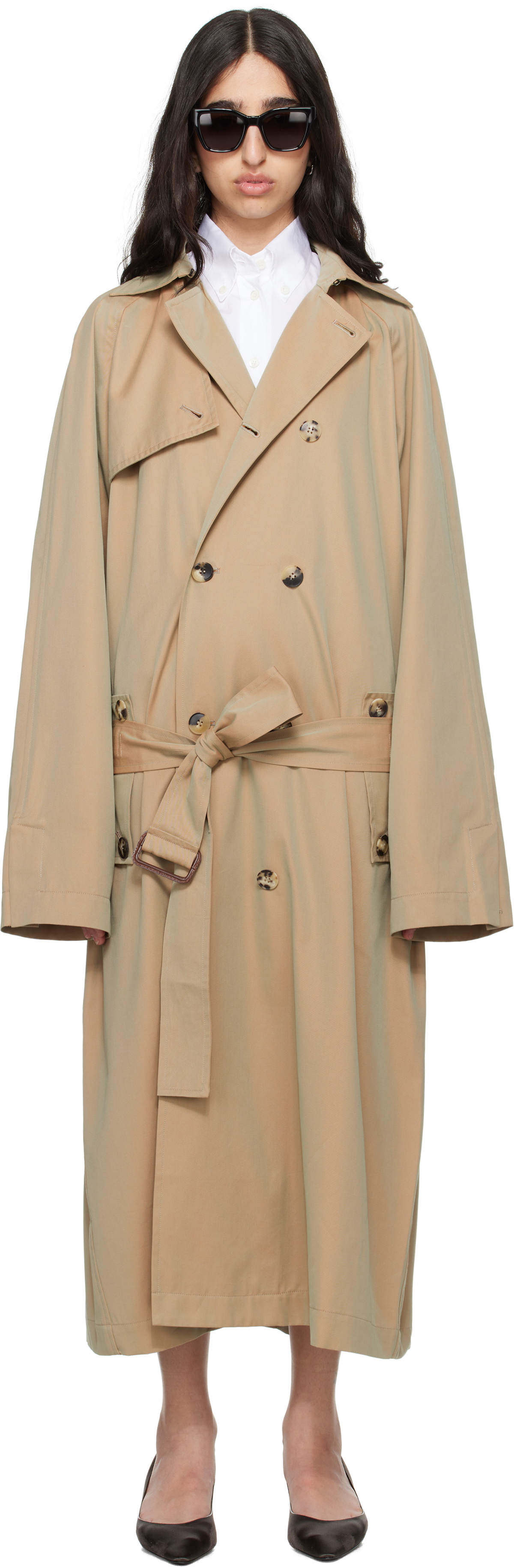 Meta Campania Collective Beige Jasper Cotton Tonic Trench Coat