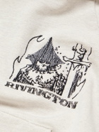 RRR123 - Cropped Embroidered Cotton-Jersey Hoodie - White