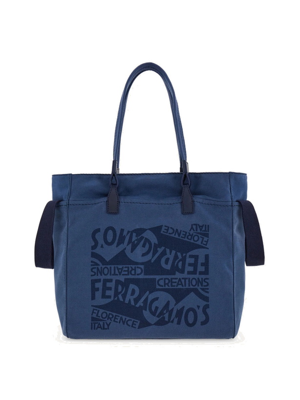 Photo: Ferragamo Mens Tote bag with logo in Blue
