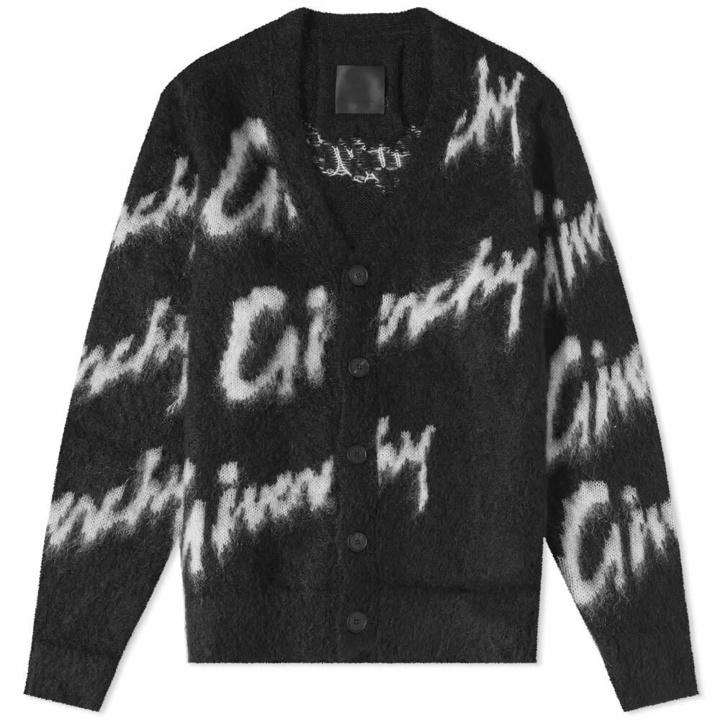 Photo: Givenchy Men's Intarsia Signature Mohair Cardigan in Black/White
