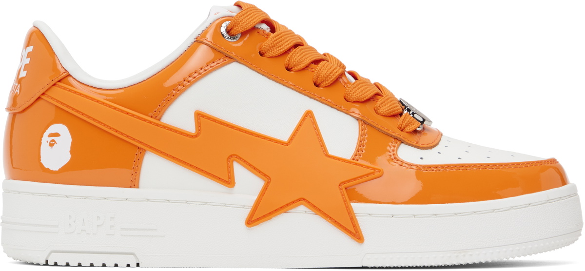 BAPE White & Orange BAPE STA OS #3 Sneakers