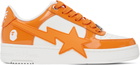 BAPE White & Orange BAPE STA OS #3 Sneakers
