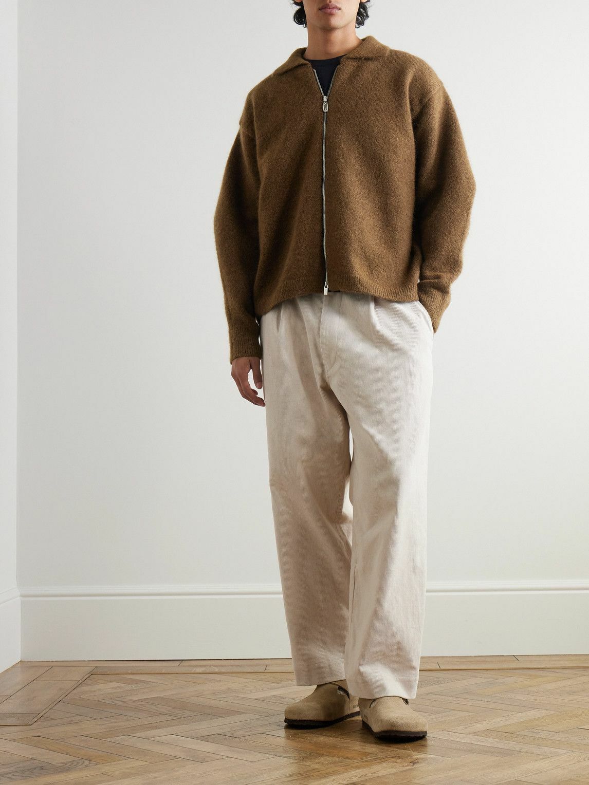 LE 17 SEPTEMBRE - Knitted Zip-Up Cardigan - Brown