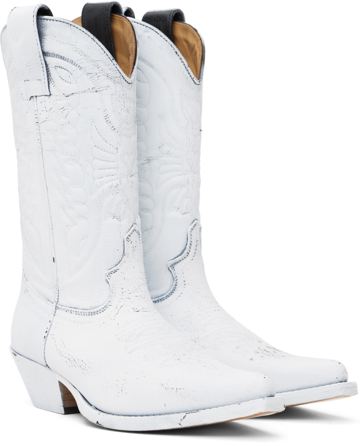MM6 Maison Margiela White Painted Cowboy Boots