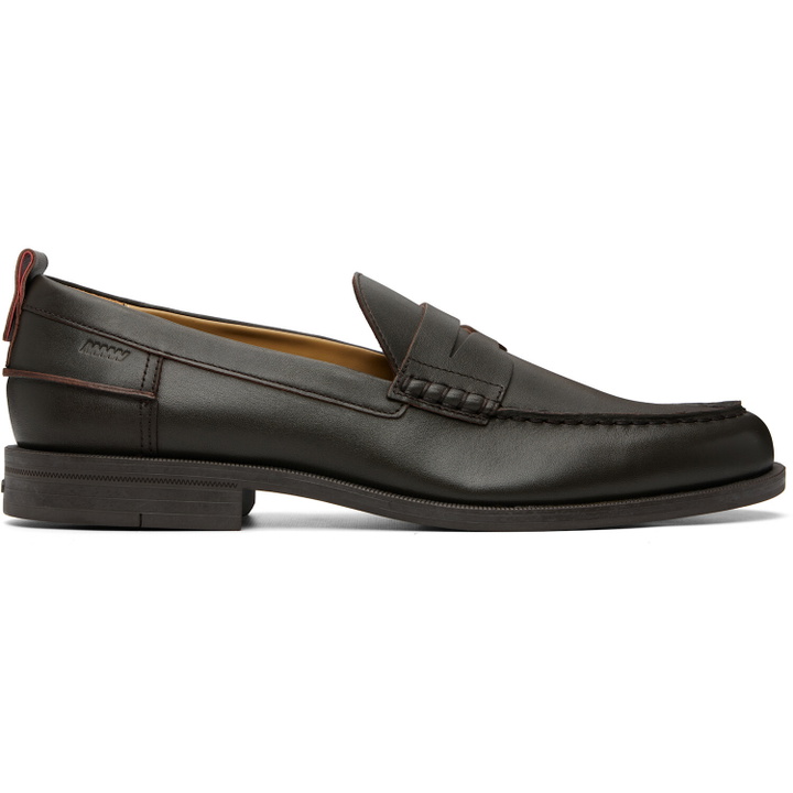 Photo: Hugo Brown Leather Penny Trim Loafers