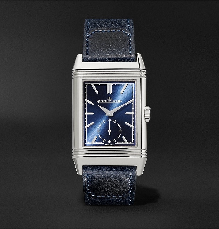 Photo: Jaeger-LeCoultre - Reverso Tribute Hand-Wound 27mm Stainless Steel and Leather Watch - Men - Blue