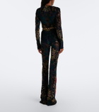 Etro Devoré floral sheer flared pants