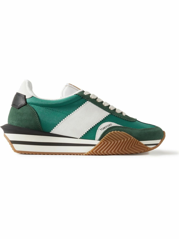 Photo: TOM FORD - James Rubber-Trimmed Suede and Nylon Sneakers - Green