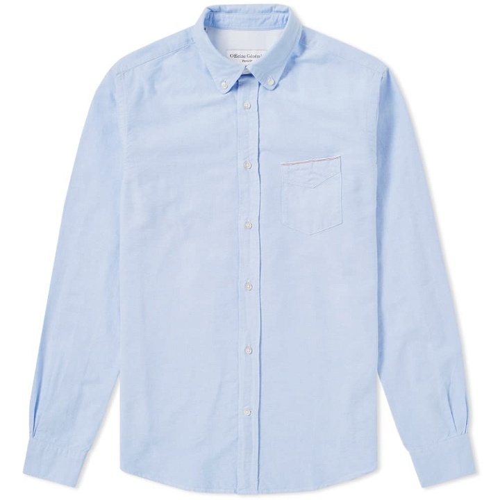 Photo: Officine Generale Button Down Japanese Selvedge Oxford Shirt Blue