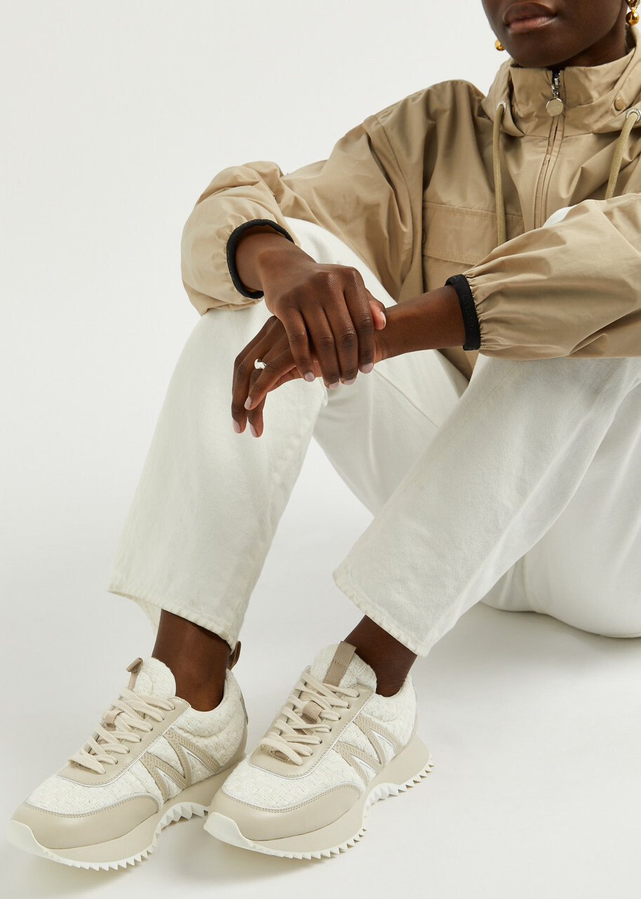 Moncler Pacey Panelled Leather Sneakers Beige Moncler