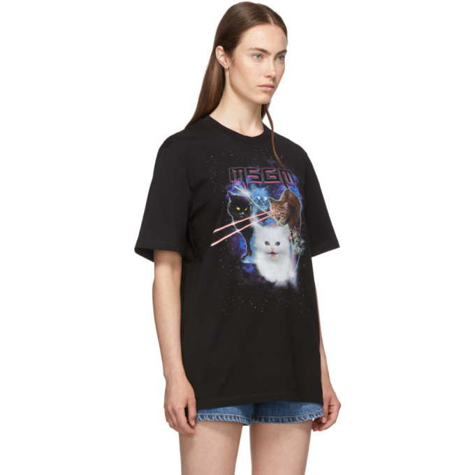 MSGM Black Space Cats T-Shirt MSGM