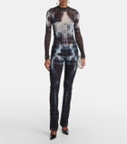 Jean Paul Gaultier Squeletor semi-sheer mesh flared pants