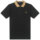 Fred Perry Men's Micro Check Collar Polo Shirt in Black