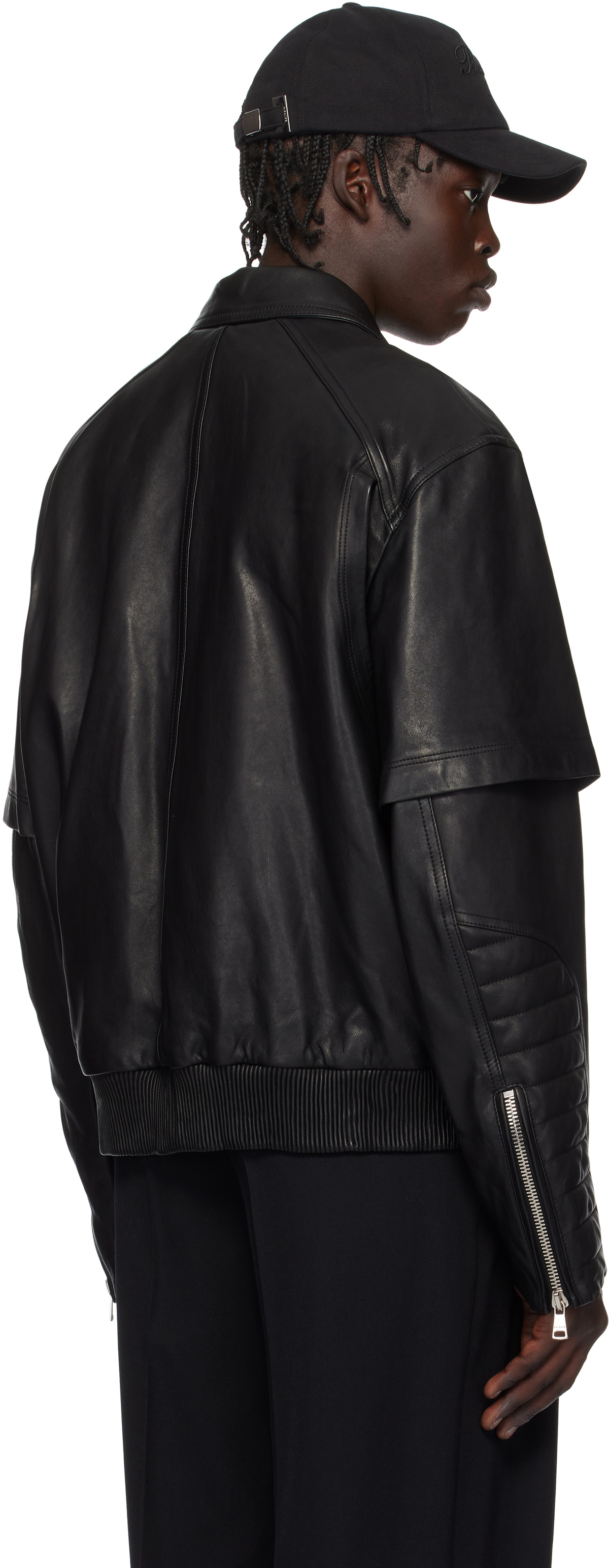Balmain Black Layered Leather Jacket